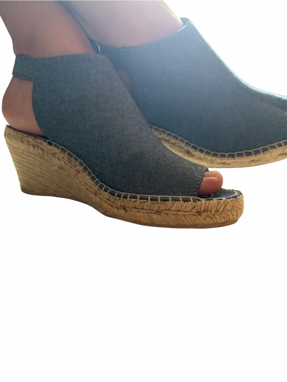 Gap Denim Blue Open-Toe Espadrille Wedge Sandals View 5